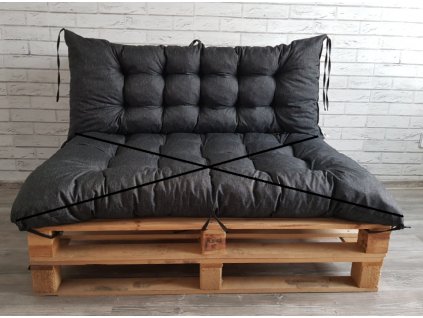 Paletové prošívané sezení - opěrka 120x40 cm, barva černá, Mybesthome