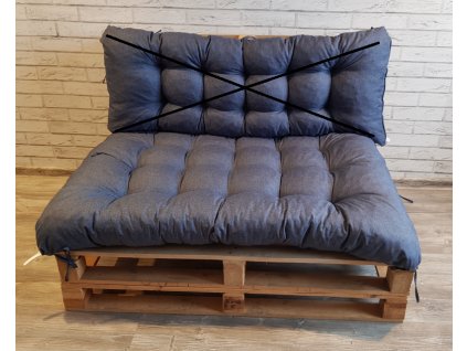 Paletové prošívané sezení - sedák 120x80 cm, barva modrá, Mybesthome