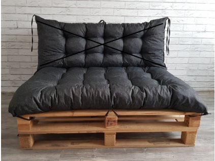 Paletové prošívané sezení - sedák 120x80 cm, barva černá, Mybesthome