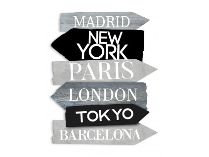 DECOR SIGN - CITIES GREY 40x50 cm Styler