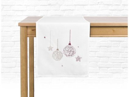 Ubrus - běhoun na stůl CHRISTMAS GLAM, 35x175 cm, bílá, motiv A, ESSEX