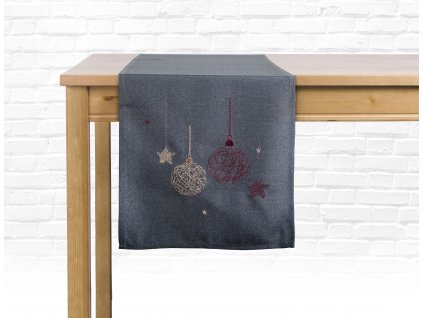 Ubrus - běhoun na stůl CHRISTMAS GLAM, 35x175 cm, šedá, motiv A, ESSEX