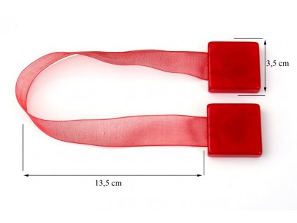 Dekorační ozdobná spona na závěsy s magnetem SAMY červená, 3,5x3,5 cm Mybesthome - cena je za 2 kusy v balení