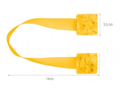 Dekorační ozdobná spona na závěsy s magnetem SAMY žlutá, 3,5x3,5 cm Mybesthome - cena je za 2 kusy v balení
