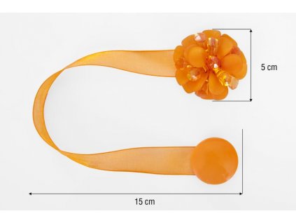 Dekorační ozdobná spona na závěsy s magnetem CHITA, oranžová, Ø 5 cm Mybesthome cena za 2 kusy balení