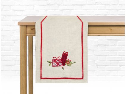 Ubrus - běhoun na stůl BOXING DAY - motiv dárečky 35x180 cm, ESSEX