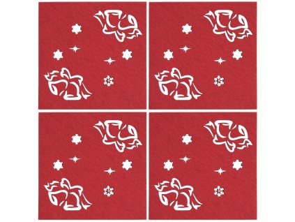 Podložka - podtácek pod hrnek NUOVO II. červená SET 4 ks 10x10 cm Mybesthome
