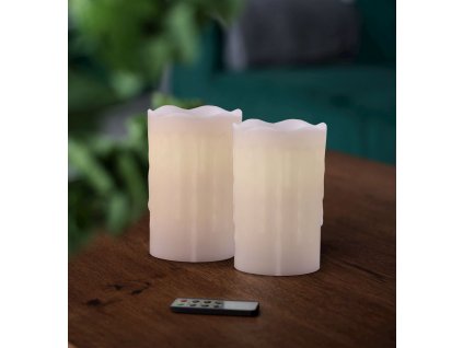 Dekorativní LED svíčky CANDELE set 2 kusy 12,5 cm x Ø 8 cm