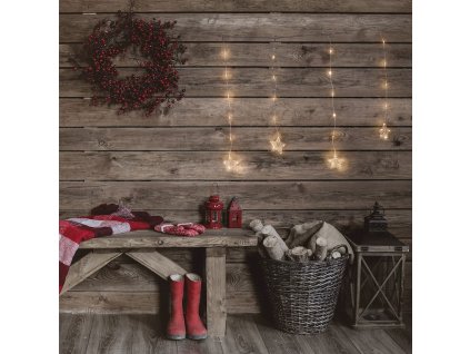 Dekorační světelný závěs se 4 řetízky a hvězdami - 38 úsporných mikro LED