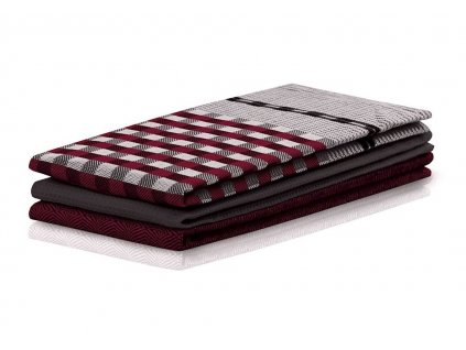 SET 3 kusů utěrka WANDA černá/vínová, 100% bavlna 50x70 cm MyBestHome