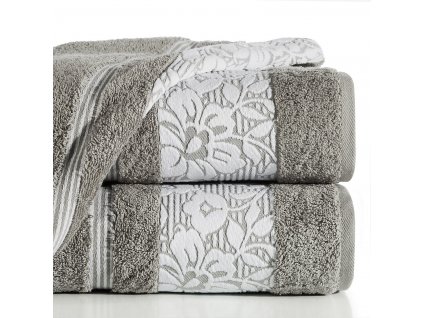 Bavlněný froté ručník s bordurou VIKI 50x90 cm, šedá, 500 gr Mybesthome