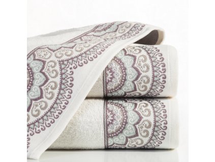 Bavlněný froté ručník s bordurou OLIVIA 50x90 cm, krémová, 450 gr Mybesthome