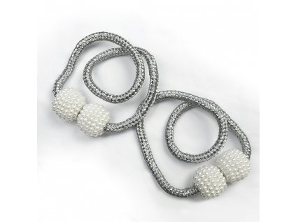 Dekorační ozdobná spona na závěsy s magnetem PEARLS, stříbrná, Ø 3 cm Mybesthome