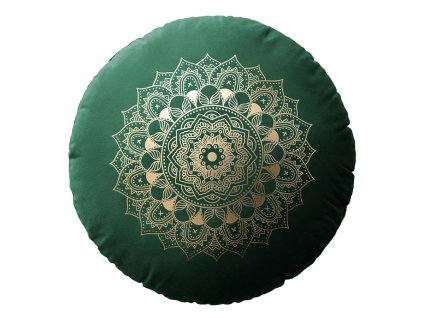 Polštář s výplní MANDALA zelená Ø 45 cm x 15 cm Mybesthome