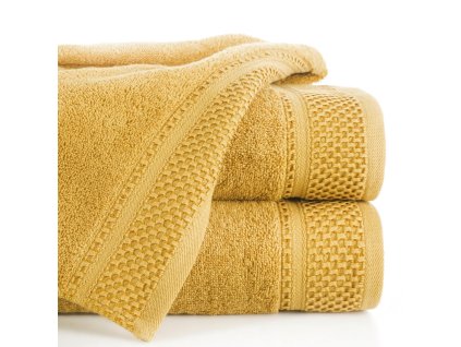 Bavlněná froté osuška s proužky CANDY 70x140 cm, mustard/hořčice, 580 gr Mybesthome