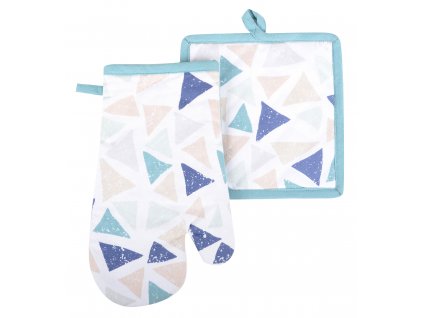 Kuchyňský SET rukavice/chňapka COLORS tyrkys, 18x30 cm/20X20 cm ESSEX, 100% bavlna