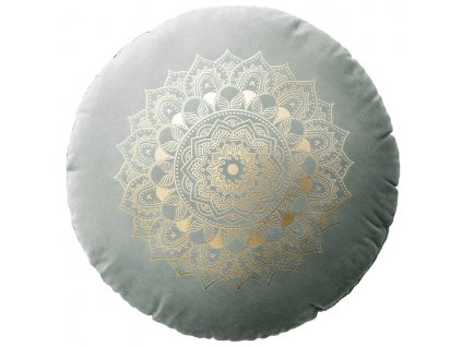 Polštář s výplní MANDALA šedá Ø 45 cm x 15 cm Mybesthome