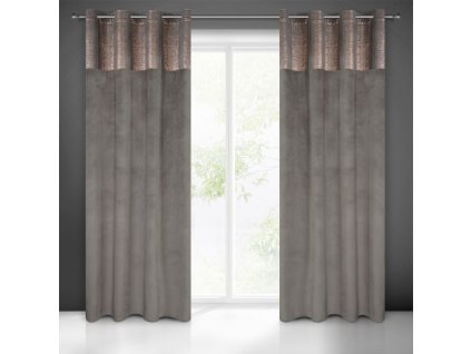 Dekorační vzorovaný velvet závěs PADOVA grafitová, (1 kus) 140x250 cm, MyBestHome
