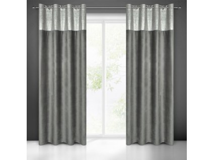 Dekorační vzorovaný velvet závěs PADOVA šedá, (1 kus) 140x250 cm, MyBestHome