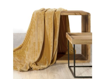 Přehoz na křeslo - mikrovláknový pléd DASHA mustard/hořčicová 70x160 cm Mybesthome