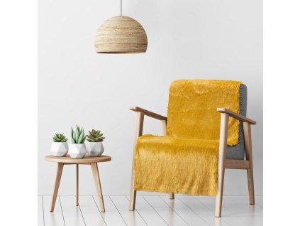 Přehoz na křeslo - mikrovláknový pléd TERCA mustard/hořčicová 70x160 cm Mybesthome
