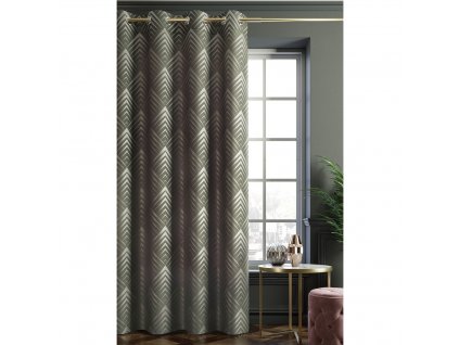 Dekorační vzorovaný závěs PYRAMID, khaki (1 kus)140x250 cm MyBestHome