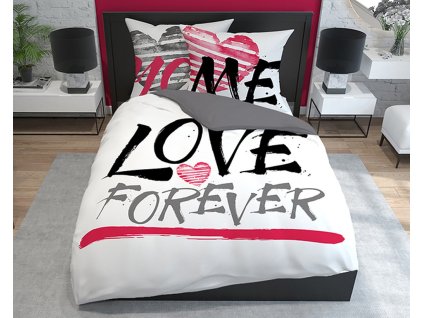Povlečení LOVE FOREVER 100% saténová bavlna 1x 200x220 cm, 2x povlak 70x80 cm francouzské povlečení MyBestHome
