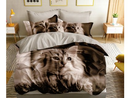 Povlečení CAT 3D 1x 140x200 cm, 2x povlak 70x80 cm MyBestHome