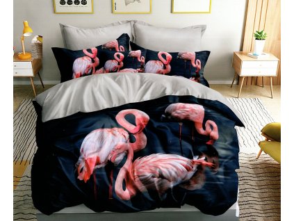 Povlečení FLAMINGO II. 3D 1x 140x200 cm, 2x povlak 70x80 cm MyBestHome