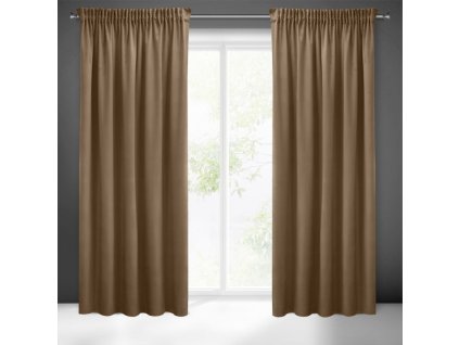 Dekorační velvet závěs s řasící páskou PIERRE CARDIN 140x270 cm (1 kus) hnědá, MyBestHome