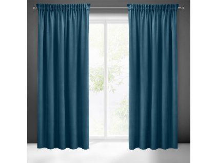 Dekorační velvet závěs s řasící páskou PIERRE CARDIN 140x270 cm (1 kus) tmavě modrá, MyBestHome