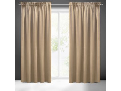Dekorační velvet závěs s řasící páskou PIERRE CARDIN 140x270 cm (1 kus) cappuccino, MyBestHome