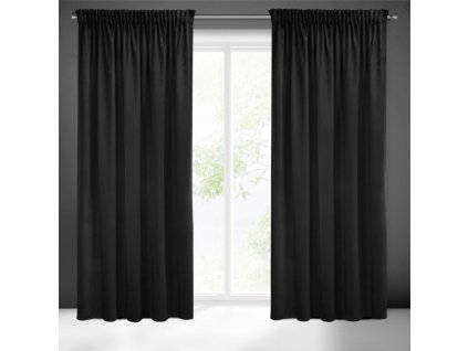 Dekorační velvet závěs s řasící páskou PIERRE CARDIN 140x270 cm (1 kus) černá, MyBestHome