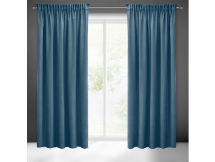 Dekorační velvet závěs s řasící páskou PIERRE CARDIN 140x270 cm (1 kus) modrá, MyBestHome