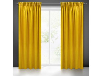 Dekorační velvet závěs s řasící páskou PIERRE CARDIN 140x270 cm (1 kus) mustard/hořčicová, MyBestHome