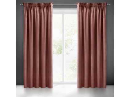 Dekorační velvet závěs s řasící páskou PIERRE CARDIN 140x270 cm (1 kus) tmavě růžová, MyBestHome