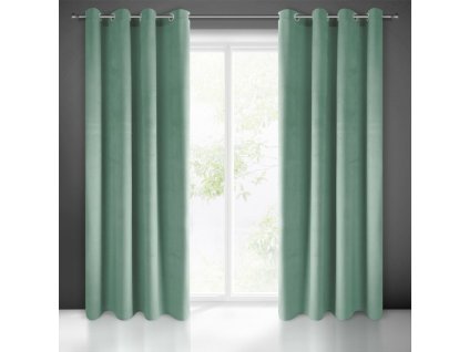 Dekorační velvet závěs s kruhy PIERRE CARDIN 140x250 cm (1 kus) mořská zelená, MyBestHome