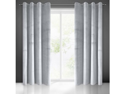 Dekorační velvet závěs s kruhy PIERRE CARDIN 140x250 cm (1 kus) stříbrná, MyBestHome