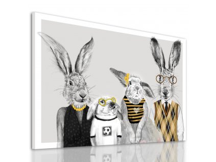 Obraz na plátně HIPSTER RABBIT FAMILY I různé rozměry Ludesign