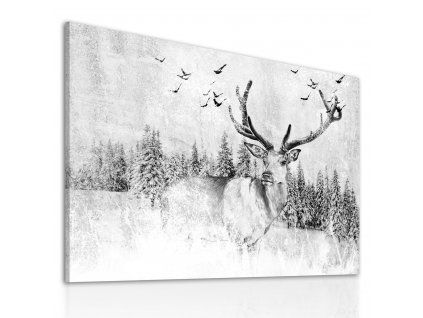 Obraz na plátně DEER IN WINTER různé rozměry Ludesign