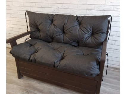Prošívané sezení ELIAS, polstr na zahradní lavici - sedák s opěrkou, ČERNÁ color 01, různé rozměry, Mybesthome