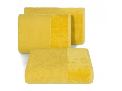 Bavlněný froté ručník s velurovou bordurou LINDA 50x90 cm, mustard/hořčicová, 550 gr Mybesthome