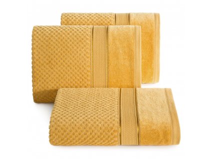 Bavlněný froté ručník s proužky JESSICA 50x90 cm, mustard/hořčicová, 500 gr Mybesthome