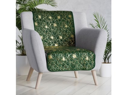 Přehoz na křeslo - sedačku ADRIA zelená se vzorovaným potiskem 70x160 cm Mybesthome