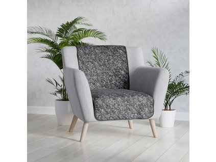 Přehoz na křeslo - sedačku LUNA grafitová se vzorovaným potiskem 70x160 cm Mybesthome