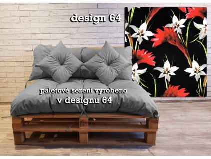 Paletové prošívané sezení vzorované - design 64 - sedák 120x80 cm, opěrka 120x40 cm, 2x polštáře 30x30 cm, Mybesthome