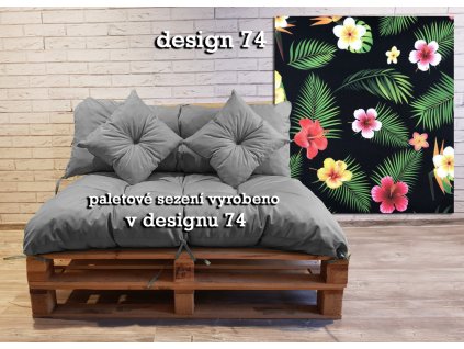 Paletové prošívané sezení vzorované - design 74 - sedák 120x80 cm, opěrka 120x40 cm, 2x polštáře 30x30 cm, Mybesthome