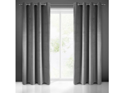 Dekorační velvet závěs s kruhy PIERRE CARDIN 140x250 cm (1 kus) šedá, MyBestHome