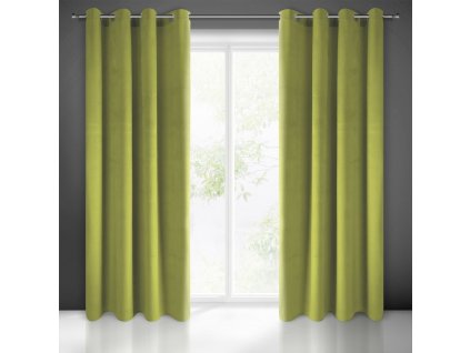 Dekorační velvet závěs s kruhy PIERRE CARDIN 140x250 cm (1 kus) olivová, MyBestHome