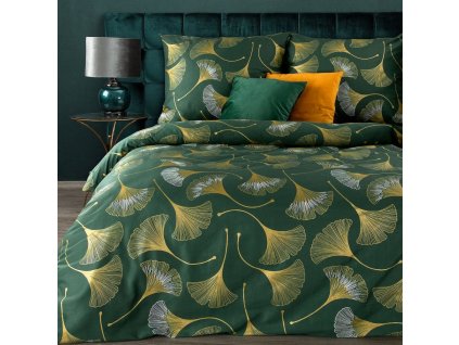 Povlečení BLANKET zelená 100% saténová bavlna 1x 200x220 cm, 2x povlak 70x80 cm francouzské povlečení MyBestHome